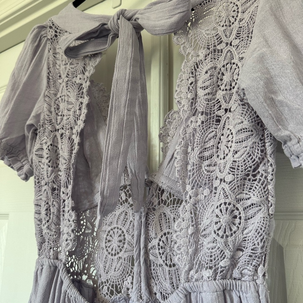 Free People Lavender Lace-Trim Midi Dress - Picture 6 of 9